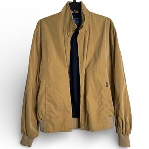 Facconable Men’s Water Resistant Bomber Jacket Tan Color Cotton Wool Blend Small